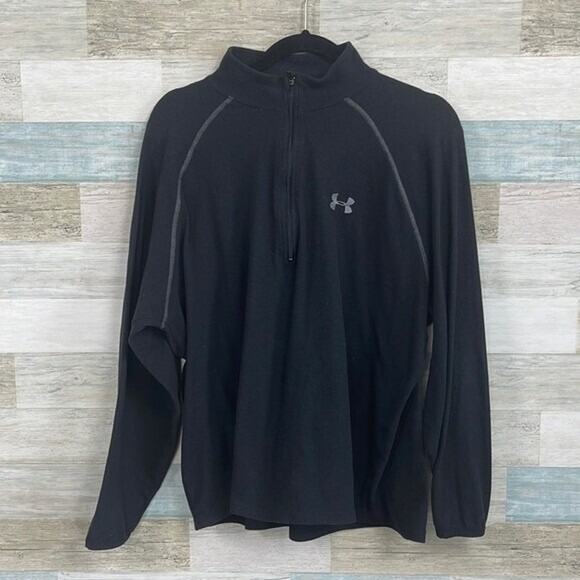 UNDER ARMOUR Fleece 1/4 Pullover Black Womens Large - Picture 1 of 4